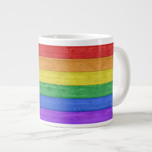 SlipperyJoe's classic rainbow tactile handcrafted Large Coffee Mug