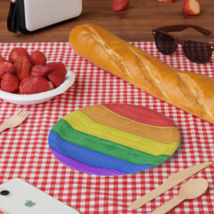 SlipperyJoe's classic rainbow tactile handcrafted Paper Plate