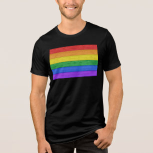 SlipperyJoe's classic rainbow tactile handcrafted  Tri-Blend Shirt