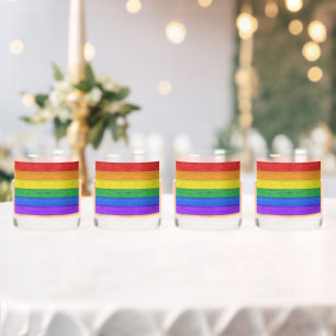 SlipperyJoe's classic rainbow tactile handcrafted  Whiskey Glass