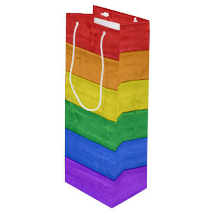 SlipperyJoe's classic rainbow tactile handcrafted Wine Gift Bag