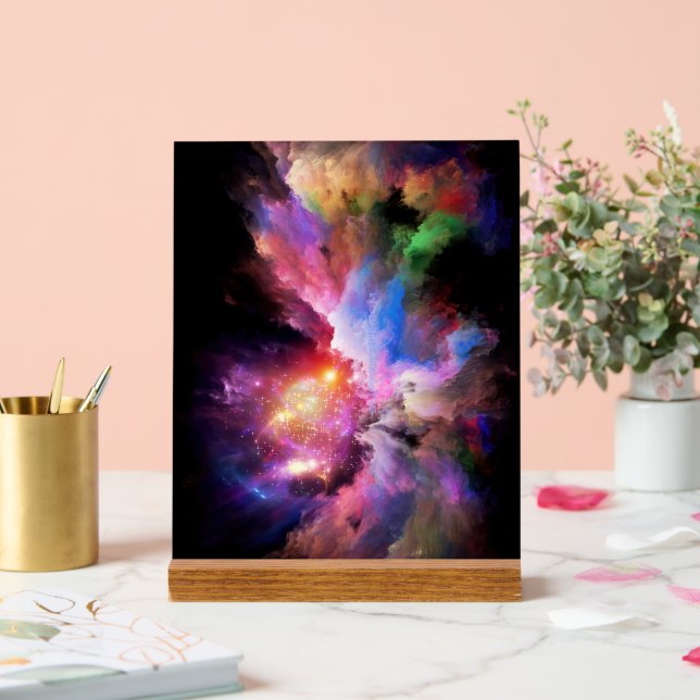 SlipperyJoe's cloud artwork abstract vibrant surre Acrylic Sign (Wedding)