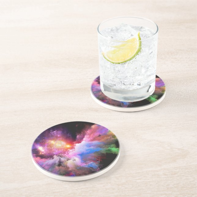 SlipperyJoe's cloud artwork abstract vibrant surre Coaster (Side)