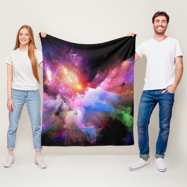 SlipperyJoe's cloud artwork abstract vibrant surre Fleece Blanket (In Situ)