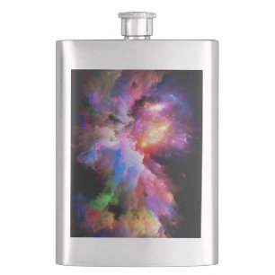 SlipperyJoe's cloud artwork abstract vibrant surre Hip Flask