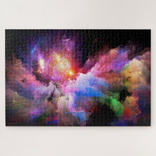 SlipperyJoe's cloud artwork abstract vibrant surre Jigsaw Puzzle