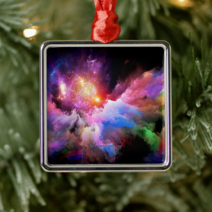 SlipperyJoe's cloud artwork abstract vibrant surre Metal Tree Decoration