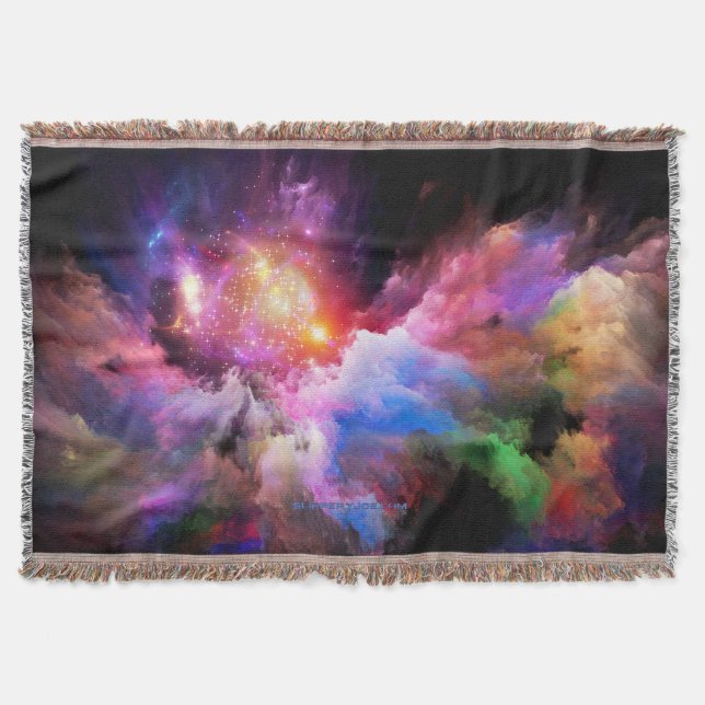 SlipperyJoe's cloud artwork abstract vibrant surre Throw Blanket (Front)