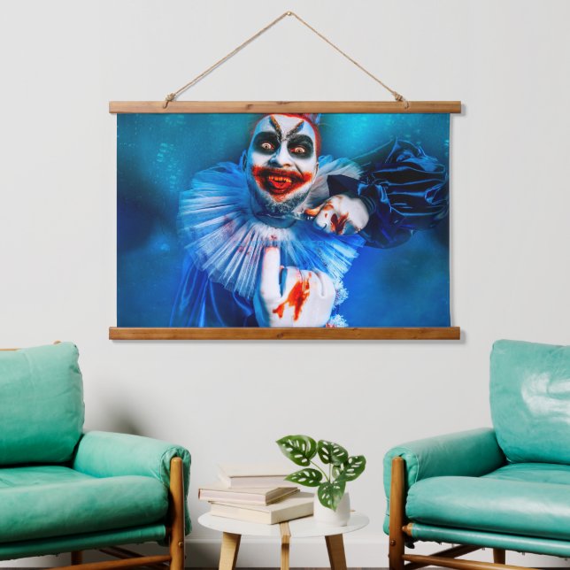 SlipperyJoe's clown outfit Happy Halloween blood k Hanging Tapestry (Living Room)