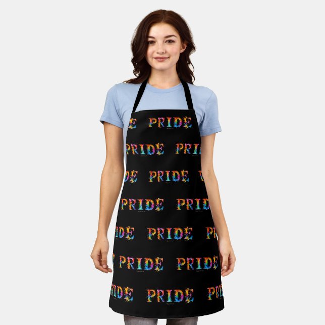 SlipperyJoe's colourful creative Pride-themed text Apron (Worn)