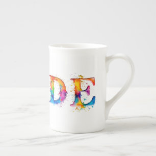 SlipperyJoe's colourful creative Pride-themed text Bone China Mug