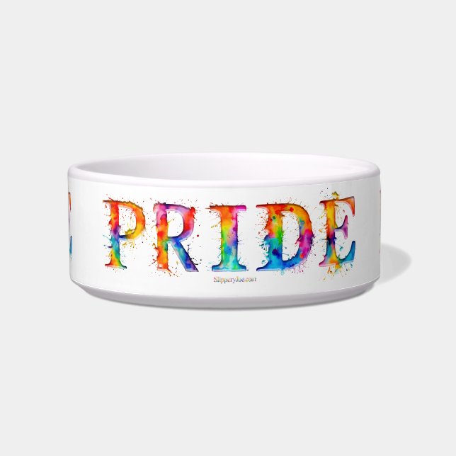 SlipperyJoe's colourful creative Pride-themed text Bowl (Front)