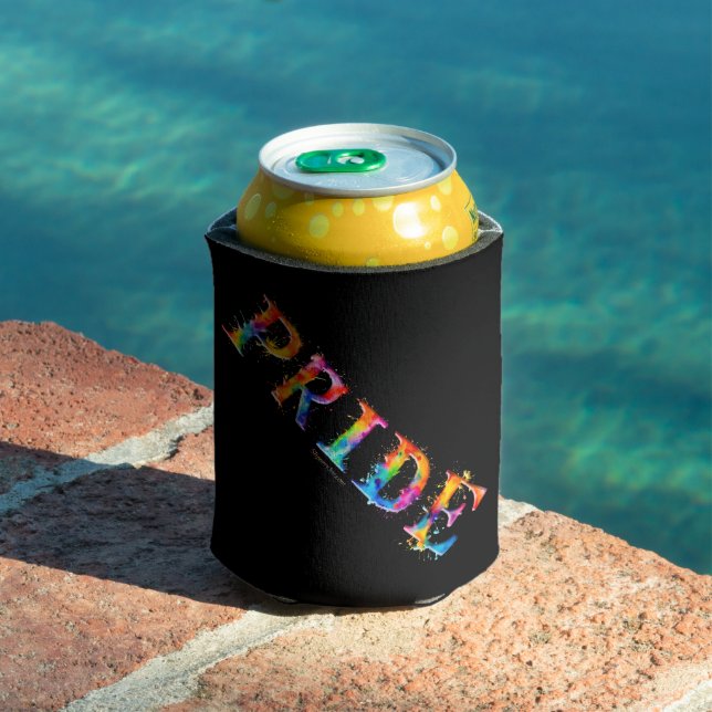 SlipperyJoe's colourful creative Pride-themed text Can Cooler (In Situ Pool)