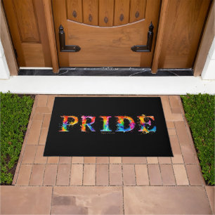SlipperyJoe's colourful creative Pride-themed text Doormat