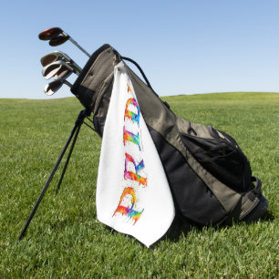SlipperyJoe's colourful creative Pride-themed text Golf Towel
