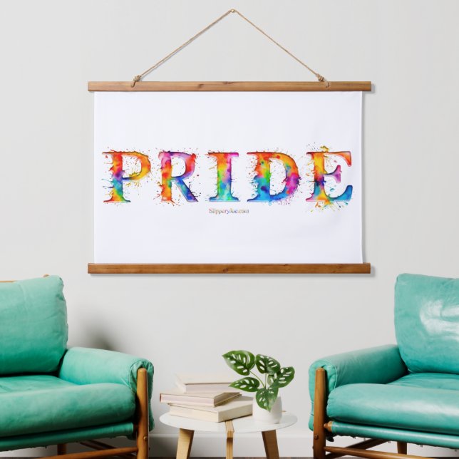 SlipperyJoe's colourful creative Pride-themed text Hanging Tapestry (Living Room)