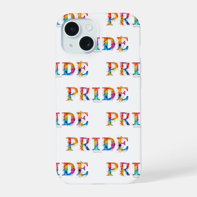 SlipperyJoe's colourful creative Pride-themed text iPhone 15 Case (Back)
