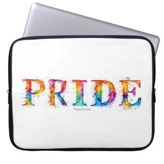 SlipperyJoe's colourful creative Pride-themed text Laptop Sleeve