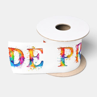 SlipperyJoe's colourful creative Pride-themed text Satin Ribbon