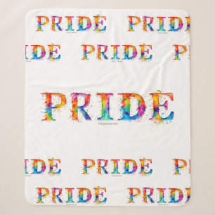SlipperyJoe's colourful creative Pride-themed text Sherpa Blanket