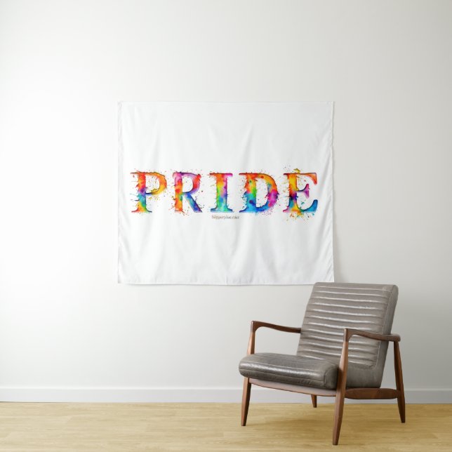 SlipperyJoe's colourful creative Pride-themed text Tapestry (In Situ (Horizontal))