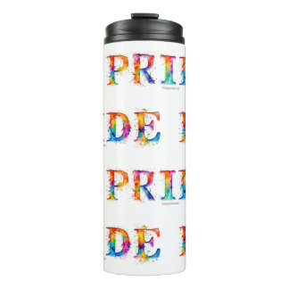 SlipperyJoe's colourful creative Pride-themed text Thermal Tumbler