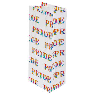 SlipperyJoe's colourful creative Pride-themed text Wine Gift Bag