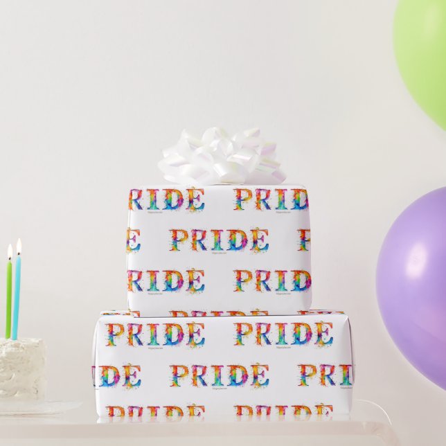 SlipperyJoe's colourful creative Pride-themed text Wrapping Paper (Party Gifts)