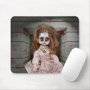 SlipperyJoe's creepy doll pale face creepy blood d Mouse Mat