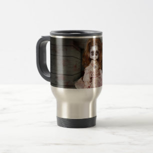 SlipperyJoe's creepy doll pale face creepy blood d Travel Mug