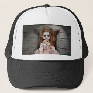 SlipperyJoe's creepy doll pale face creepy blood d Trucker Hat