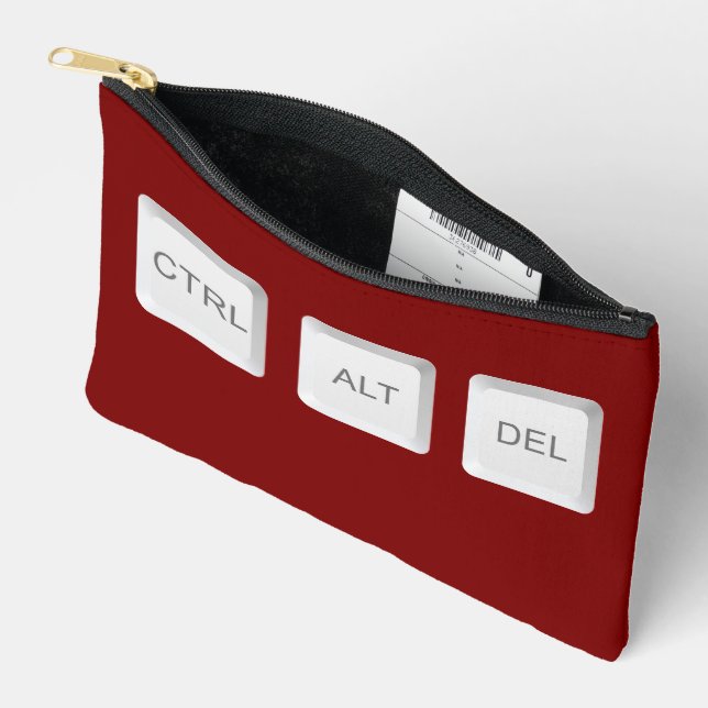SlipperyJoe's CTRL ALT DEL buttons three white com Accessory Pouch (Open)