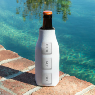 SlipperyJoe's CTRL ALT DEL buttons three white com Bottle Cooler