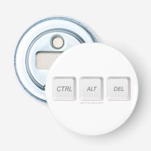 SlipperyJoe's CTRL ALT DEL buttons three white com Bottle Opener