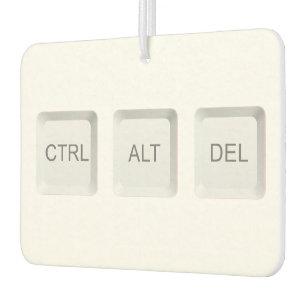 SlipperyJoe's CTRL ALT DEL buttons three white com Car Air Freshener