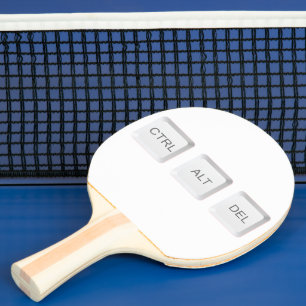 SlipperyJoe's CTRL ALT DEL buttons three white com Ping Pong Paddle