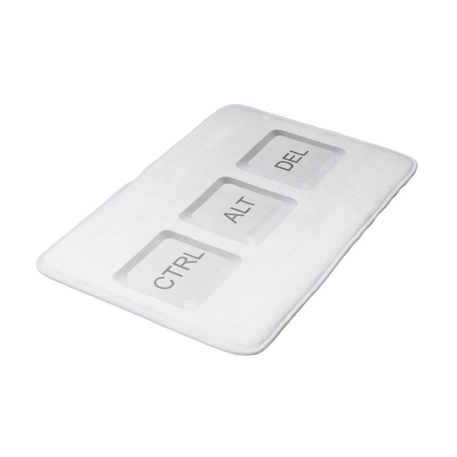 SlipperyJoe's CTRL ALT DEL computer keyboard butto Bath Mat (Angled)