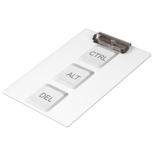 SlipperyJoe's CTRL ALT DEL computer keyboard butto Clipboard (Angled)