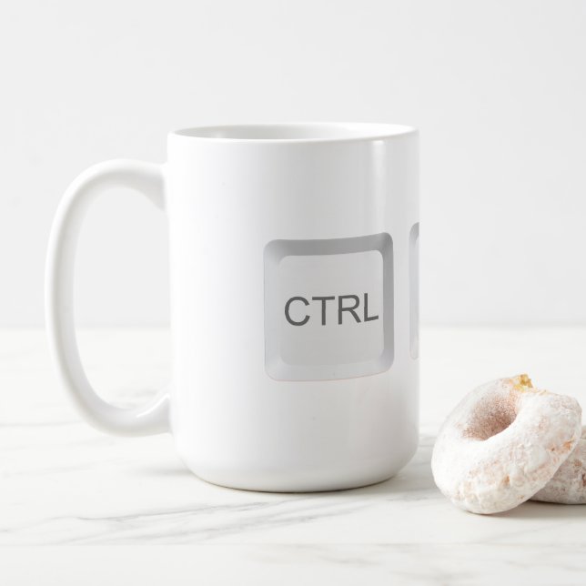 SlipperyJoe's CTRL ALT DEL computer keyboard butto Coffee Mug (With Donut)
