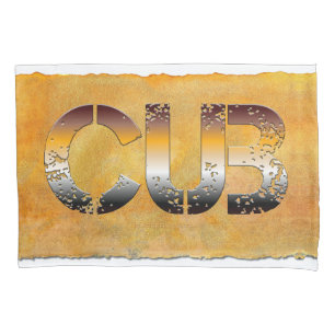 SlipperyJoe's cub bear word orange-brown tones pro Pillowcase