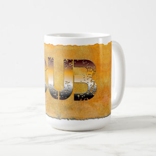 SlipperyJoe's cub bear words gold brown tan white  Coffee Mug