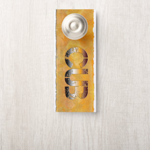 SlipperyJoe's cub bear words gold brown tan white  Door Hanger