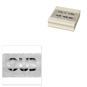 SlipperyJoe's cub bear words gold brown tan white  Rubber Stamp