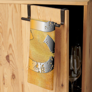 SlipperyJoe's cub bear words gold brown tan white  Tea Towel