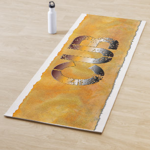 SlipperyJoe's cub bear words gold brown tan white  Yoga Mat