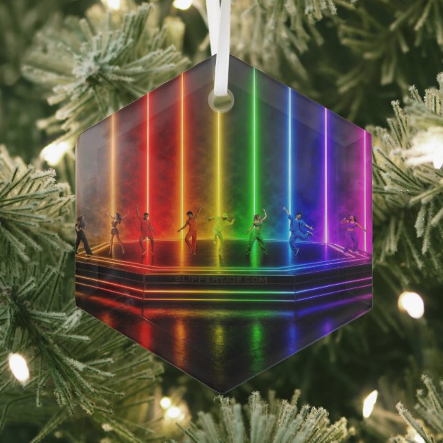 SlipperyJoe's dance performance celebrating Pride  Glass Tree Decoration (Insitu)