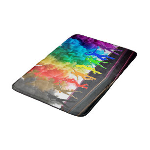SlipperyJoe's  Dancing Pride Shadows gay gifts art Bath Mat