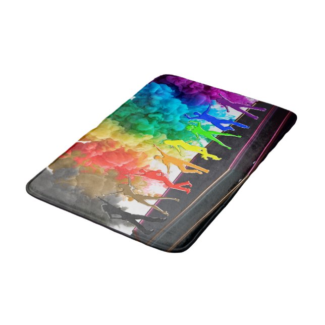 SlipperyJoe's  Dancing Pride Shadows gay gifts art Bath Mat (Angled)
