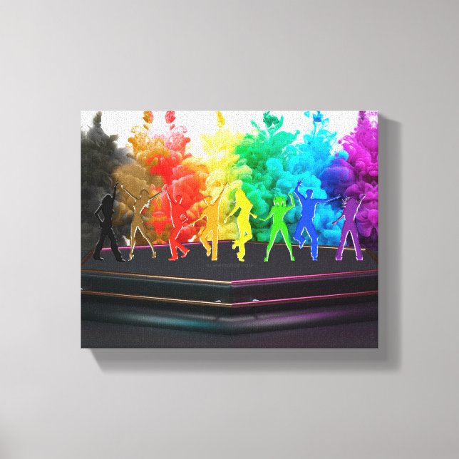 SlipperyJoe's  Dancing Pride Shadows gay gifts art Canvas Print (Front)