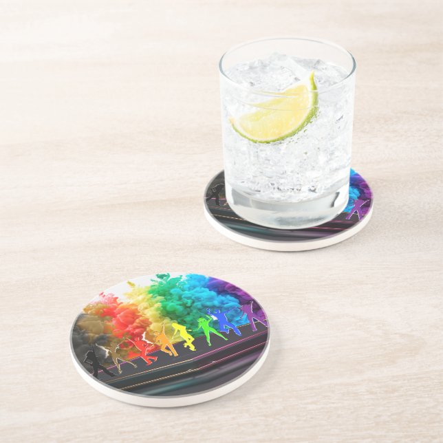 SlipperyJoe's  Dancing Pride Shadows gay gifts art Coaster (Side)
